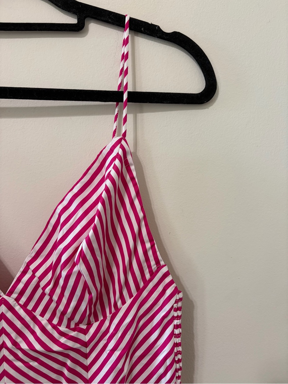 Farm Rio Pink Palm Tree Stripes Cutwork Midi Dress Medium - Picture 7 of 9